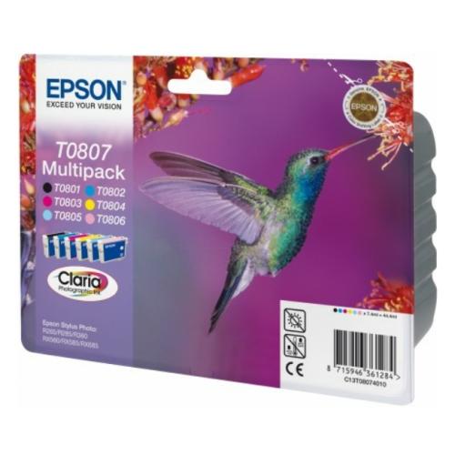 Epson tisková kazeta černá / azurová / magenta / žlutý / azurová fotografiegrafie / magenta fotografie (C13T08074011 / T0807) (multipack)