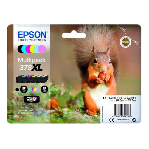 Epson tisková kazeta černá / azurová / magenta / žlutý / azurová fotografiegrafie / magenta fotografie (C13T37984010 / 378XL) (multipack, high capacity)