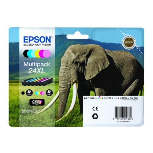 Epson tisková kazeta černá / azurová / magenta / žlutý / azurová fotografiegrafie / magenta fotografie (C13T24384011 / 24XL) (multipack, high capacity)