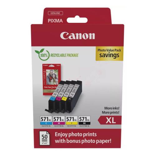 Canon inkoustová kazeta /fotopapír černá / azurová / magenta / žlutý (0332C005 / CLI571XL) (multipack, high capacity)