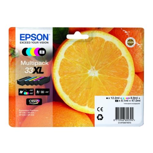 Epson tisková kazeta černá / černá fotografiegrafie / azurová / magenta / žlutý (C13T33574011 / 33XL) (multipack, high capacity)