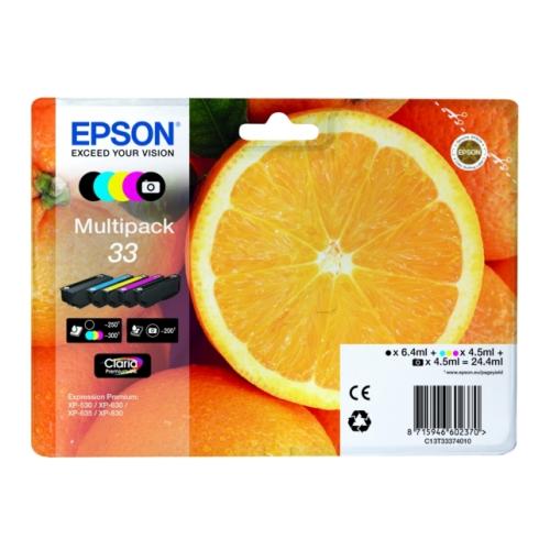 Epson tisková kazeta černá / černá fotografiegrafie / azurová / magenta / žlutý (C13T33374011 / 33) (multipack)